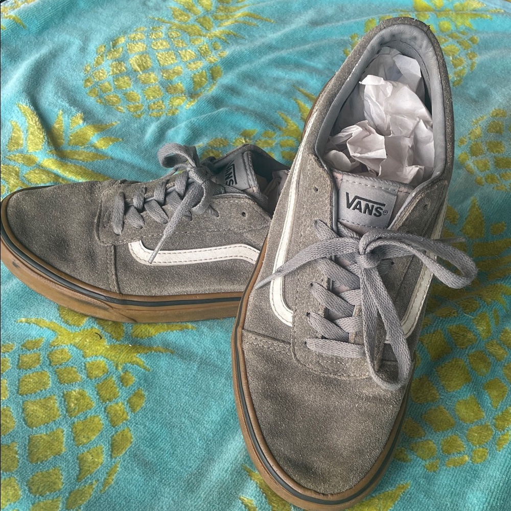 Vans Green and White Suede Sneakers SZ 7 Preppy Retro